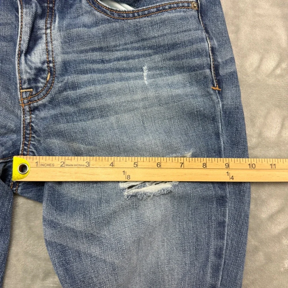 American Eagle Boyfriend‎ Crop Jeans Womens Size 6 Distressed Blue Button Fly